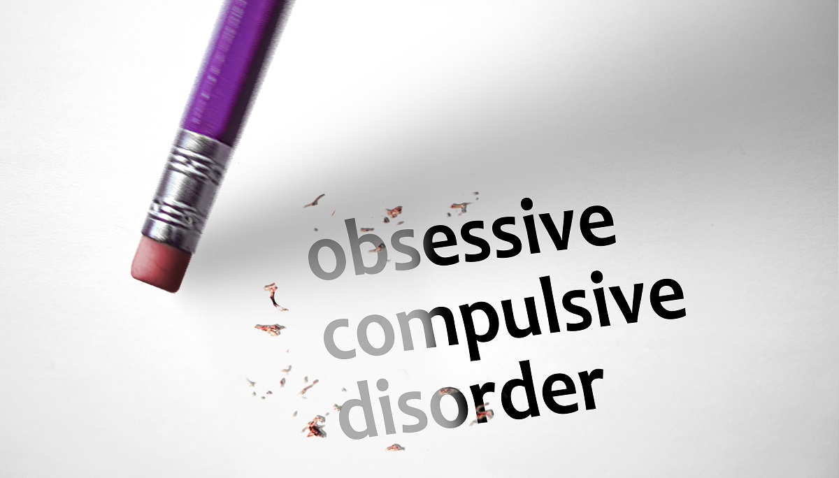 Eraser deleting the concept Obsessive Compulsive Disorder, OCD.