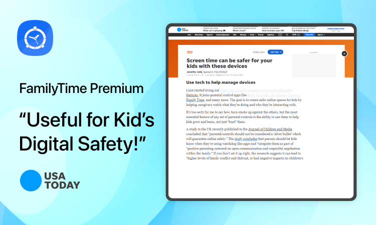 USA Today Recognized FamilyTime Parental Control App “Useful for Kid’s Digital Safety!”